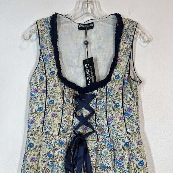 Scarlet Darkness Floral Dress Small German Dirndl Bavarian Oktoberfest - Picture 4 of 12